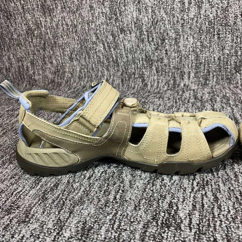 Teva Forebay Women 9 Taupe Blue Sport Hiking Water Sandals Gorpcore Travel Trail